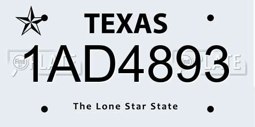1AD4893 Texas License Plate