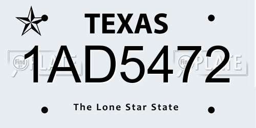 1AD5472 Texas License Plate