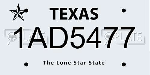 1AD5477 Texas License Plate