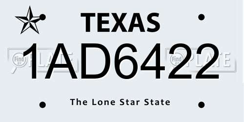 1AD6422 Texas License Plate