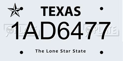 1AD6477 Texas License Plate