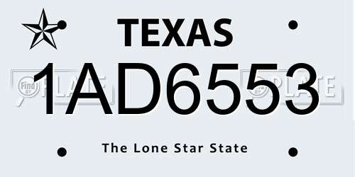 1AD6553 Texas License Plate