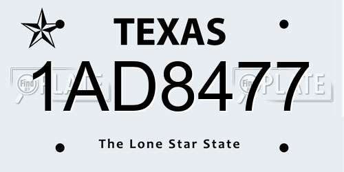 1AD8477 Texas License Plate