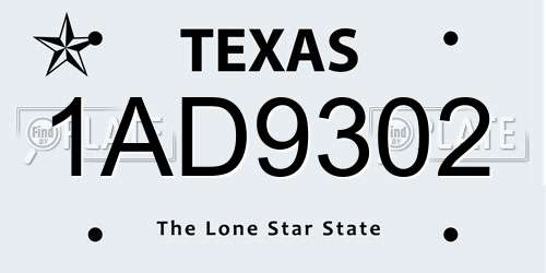 1AD9302 Texas License Plate