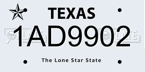 1AD9902 Texas License Plate