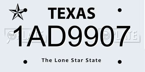 1AD9907 Texas License Plate