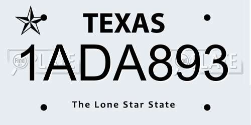 1ADA893 Texas License Plate