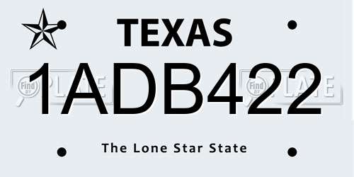1ADB422 Texas License Plate