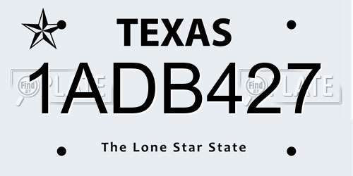 1ADB427 Texas License Plate