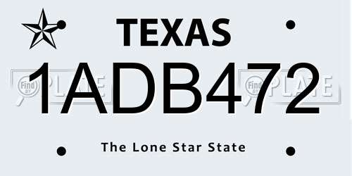 1ADB472 Texas License Plate