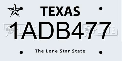 1ADB477 Texas License Plate
