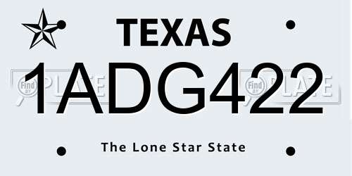 1ADG422 Texas License Plate