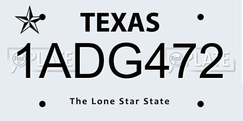 1ADG472 Texas License Plate