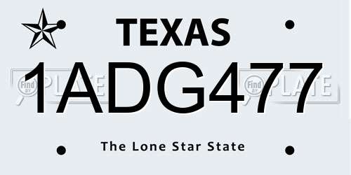 1ADG477 Texas License Plate