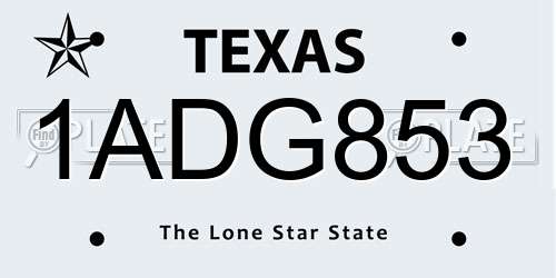 1ADG853 Texas License Plate