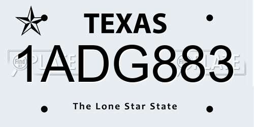1ADG883 Texas License Plate