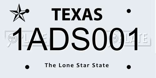 1ADS001 Texas License Plate