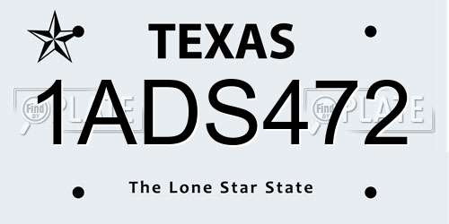 1ADS472 Texas License Plate