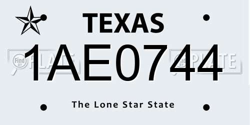 1AE0744 Texas License Plate