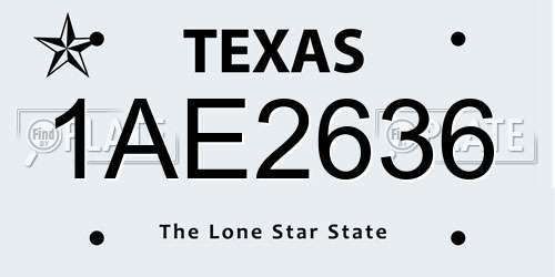1AE2636 Texas License Plate