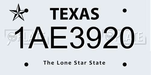 1AE3920 Texas License Plate