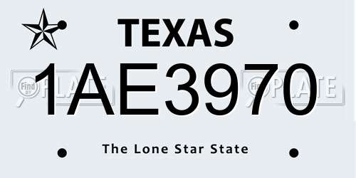 1AE3970 Texas License Plate
