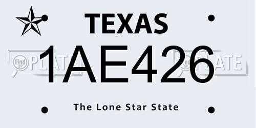1AE426 Texas License Plate