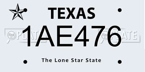 1AE476 Texas License Plate