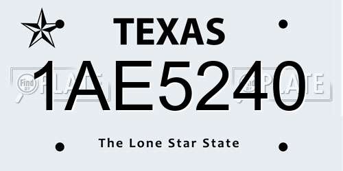 1AE5240 Texas License Plate