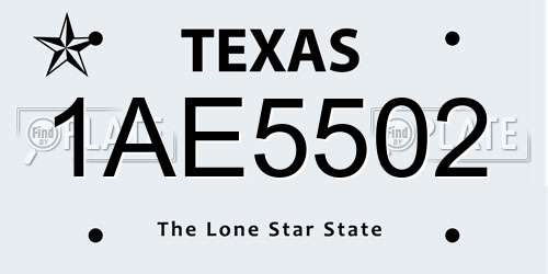 1AE5502 Texas License Plate