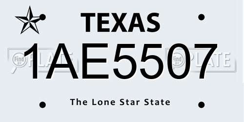 1AE5507 Texas License Plate