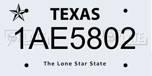 1AE5802 Texas License Plate