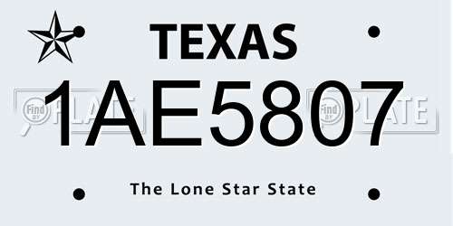 1AE5807 Texas License Plate