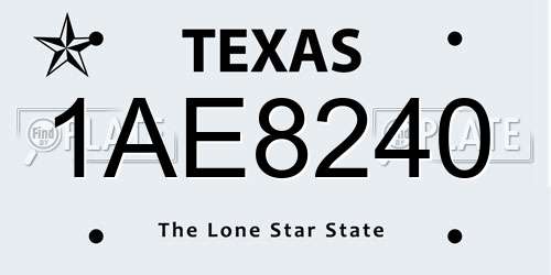 1AE8240 Texas License Plate