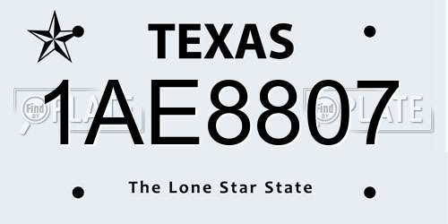 1AE8807 Texas License Plate