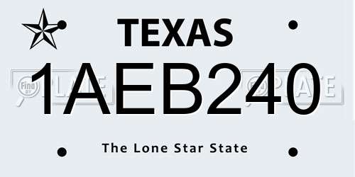 1AEB240 Texas License Plate