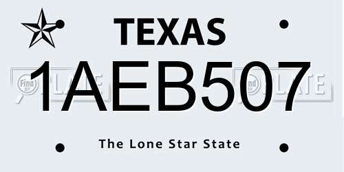 1AEB507 Texas License Plate
