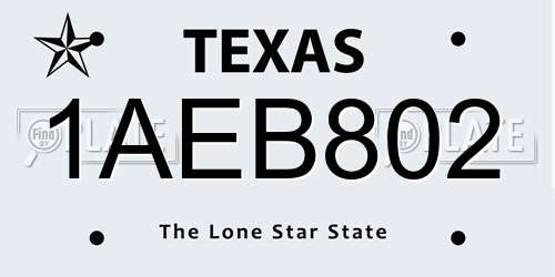 1AEB802 Texas License Plate