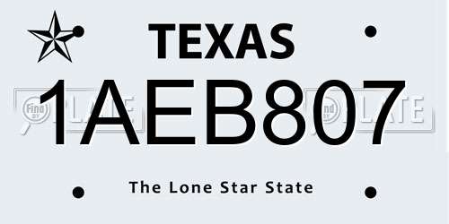 1AEB807 Texas License Plate