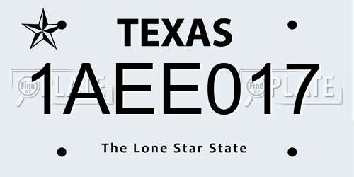 1AEE017 Texas License Plate
