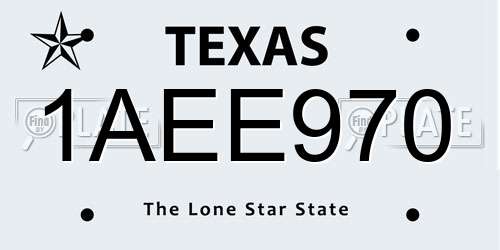1AEE970 Texas License Plate