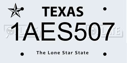 1AES507 Texas License Plate