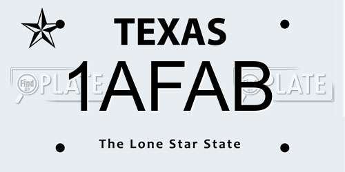 1AFAB Texas License Plate
