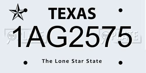 1AG2575 Texas License Plate