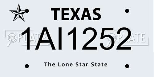 1AI1252 Texas License Plate