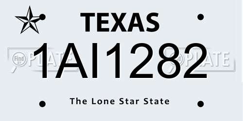 1AI1282 Texas License Plate