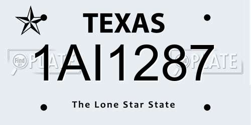 1AI1287 Texas License Plate