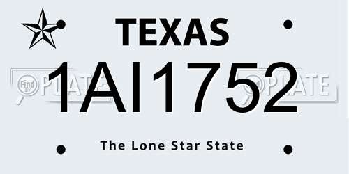 1AI1752 Texas License Plate