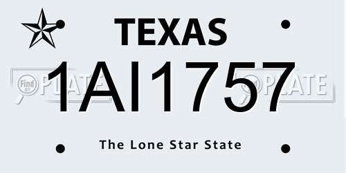 1AI1757 Texas License Plate