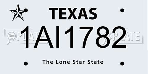 1AI1782 Texas License Plate